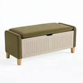 Sitzbank mit Stauraum 100 x 40 x 50 cm Textil Olivgrün Holzbeine gepolstert