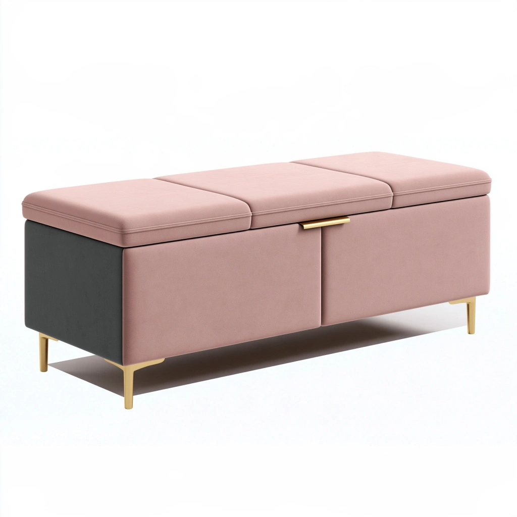 Sitzbank mit Stauraum 120 x 45 x 48 cm Rosa Textilbezug Modern mit Türen