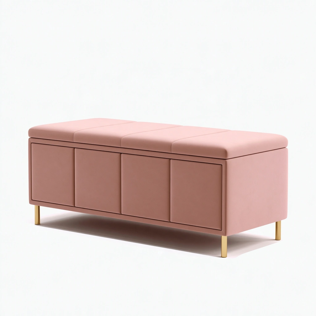 Sitzbank mit Stauraum 140 x 45 x 50 cm rosa Kunstleder gepolstert modern mit 3 Türen