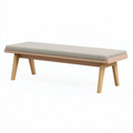 Sitzbank 140 cm Holz Beige Rosa gepolstert skandinavisch