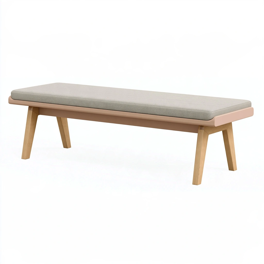 Sitzbank 140 cm Holz Beige Rosa gepolstert skandinavisch