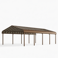 Carport 600 x 300 x 270 cm braunes Metallgestell mit transparentem Dach für Außenbereich