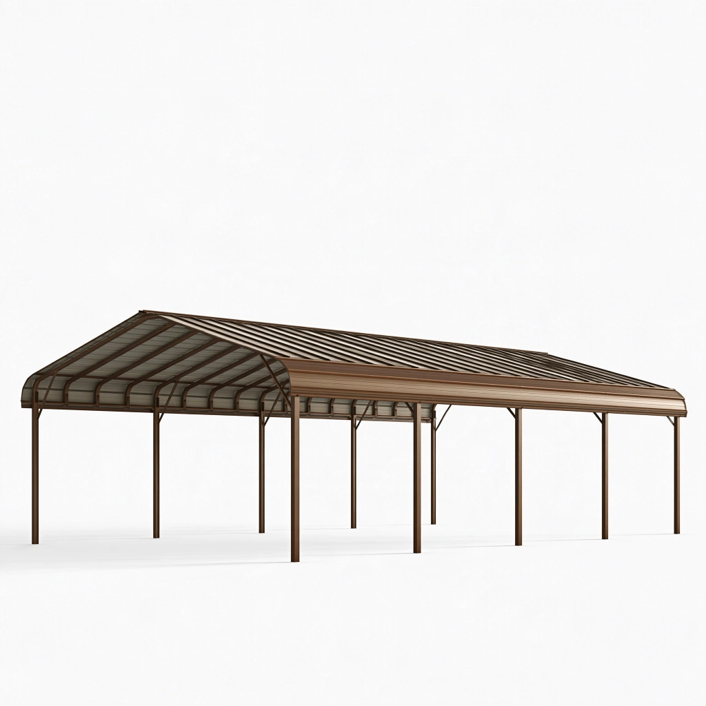 Carport 600 x 300 x 270 cm braunes Metallgestell mit transparentem Dach für Außenbereich