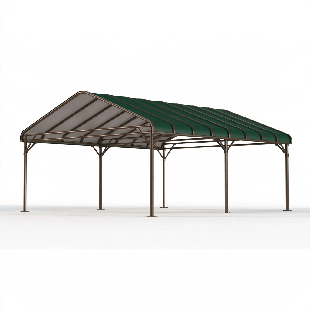 Carport 600 x 300 x 270 cm aus Metall Grün für Stellplatz mit Runddach