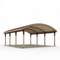 Carport 600 x 500 x 300 cm Metall Braun Beige mit gebogenem Dach