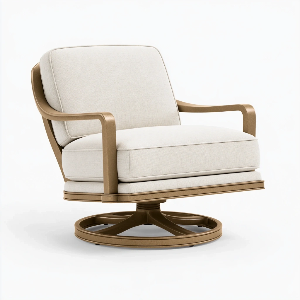 Drehsessel 85 x 82 x 95 cm Creme Braun Stoff Metallgestell mit Armlehnen