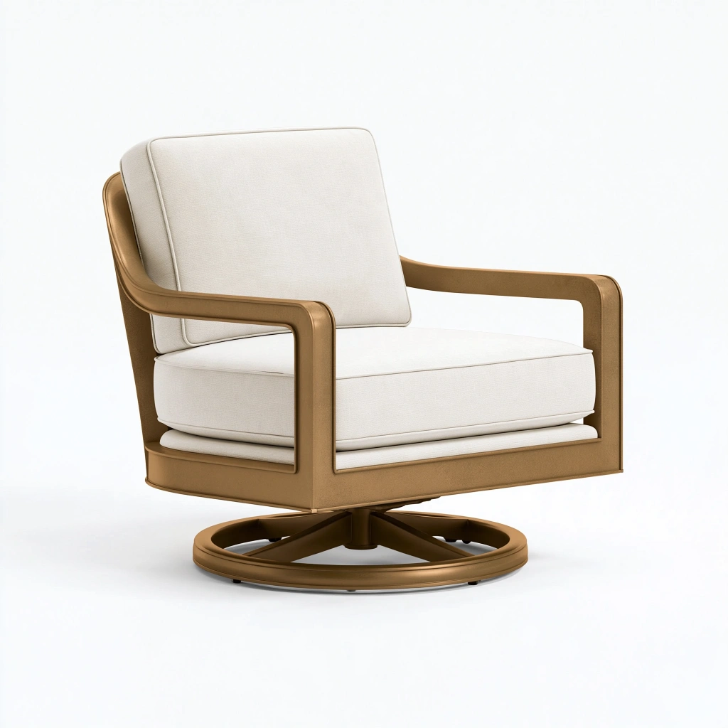 Drehsessel 75 x 80 x 85 cm mit Textilbezug in Beige und Metallgestell im modernen Stil