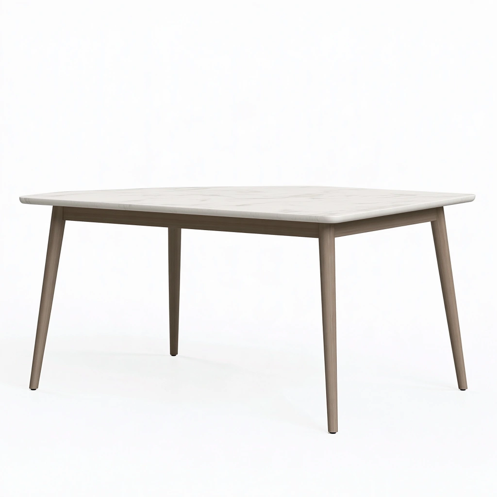 Esstisch 160 cm x 90 cm x 75 cm weiße Steinoptik Holzgestell skandinavischer Stil