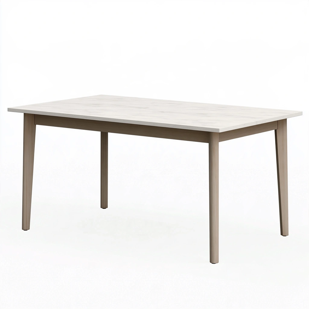 Esstisch 160 x 90 x 75 cm in Weiß und Braun mit Holzgestell im modernen Stil