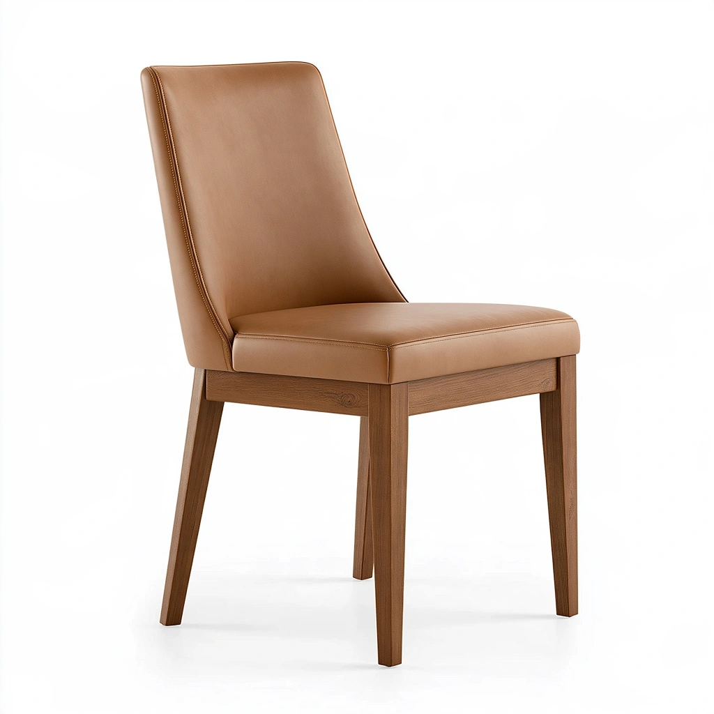Esszimmerstuhl 46 x 58 x 88 cm Braun mit Bezug in Lederoptik und Holzgestell - modern gepolstert