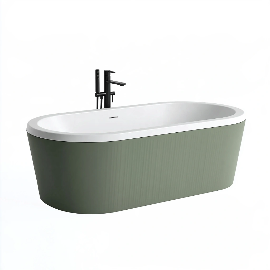 Freistehende Badewanne 170 x 75 x 58 cm Acryl Grün Weiß Oval Modern