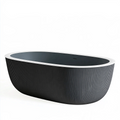 Freistehende Badewanne 170 x 80 x 58 cm aus Acryl Schwarz Weiß geriffelt oval
