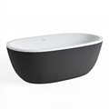 Freistehende Badewanne 170 x 80 x 58 cm Acryl Schwarz Weiß gerippte Oberfläche