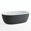 Freistehende Badewanne 170 x 75 x 58 cm Acryl Schwarz Weiß geriffelt modern