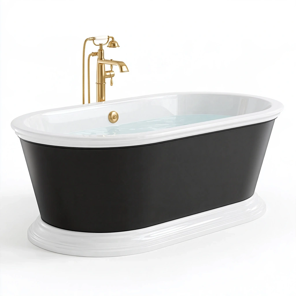 Freistehende Badewanne 170 x 75 x 75 cm Acryl Schwarz Weiß klassisch