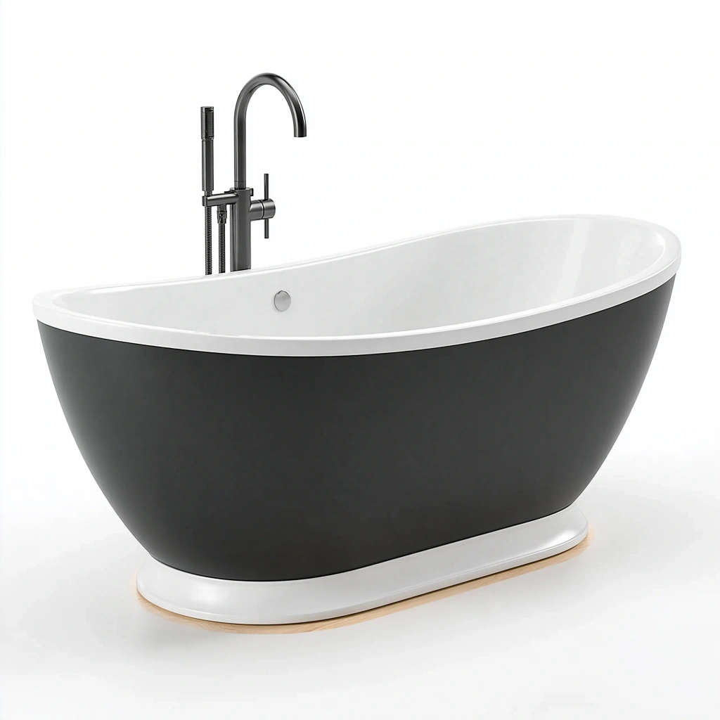 Freistehende Badewanne 170 x 75 x 75 cm Acryl Schwarz Weiß modern